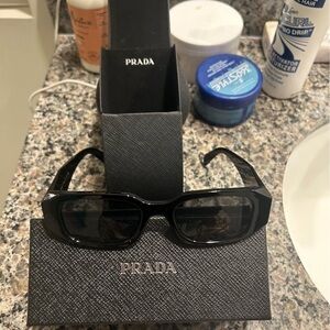 Prada Black Rectangular-Edge Sunglasses